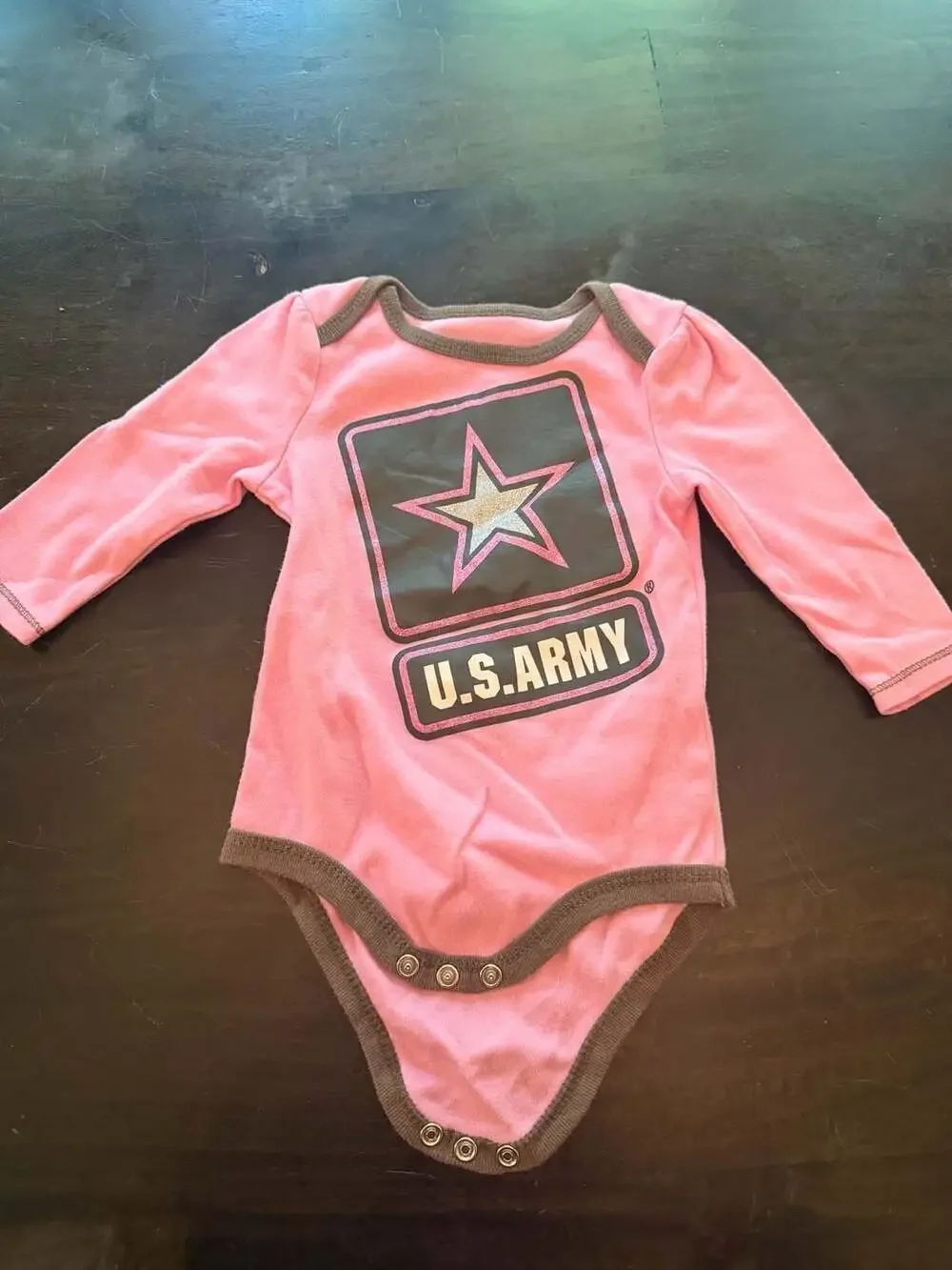 U.S. Army Brand Girls 2-Piece Long Sleeve Bodysuit and Pants Set Size 6-9M